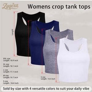 Women's Crop Tank Top - Black, Blue, Gray, White